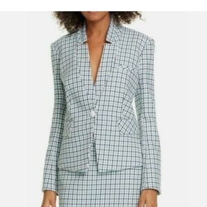 Veronica Beard Farley Dickey Jacket Size 6 Turquoise/Blue Pattern EUC Li…